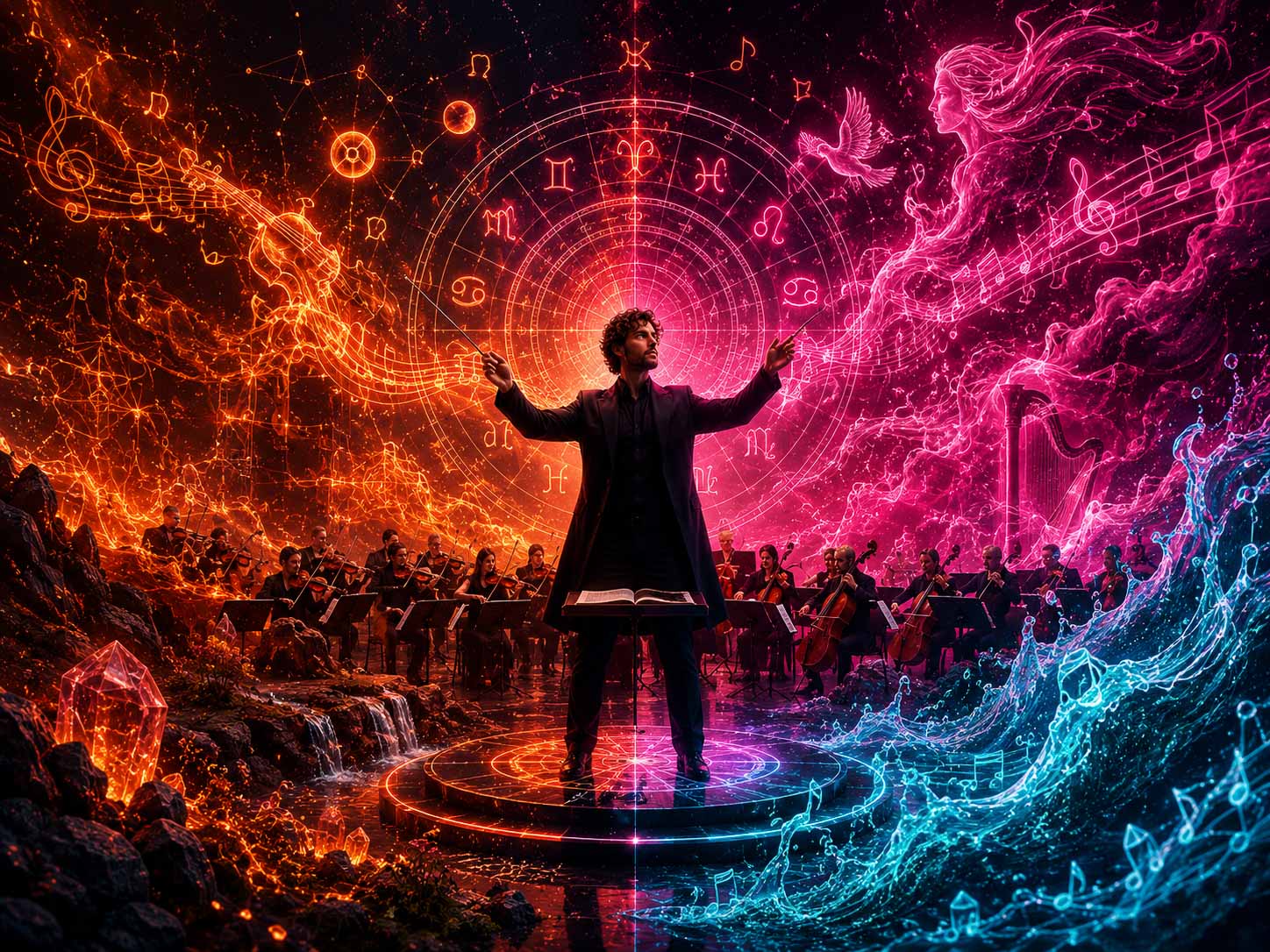 La música y los Elementos: Agua, Tierra, Aire, Fuego.